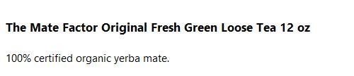Organic Mate Factor Yerba Mate Fresh Green for Health Conscious Consumers on the Go | USDA Organic Mate Factor Yerba Ma