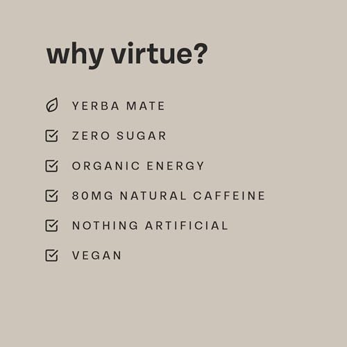 Sugar Free Natural Energy Drink - Virtue Yerba Mate, Strawberry & Lime | Clean Energy - Virtue Yerba Mate, Strawberry &