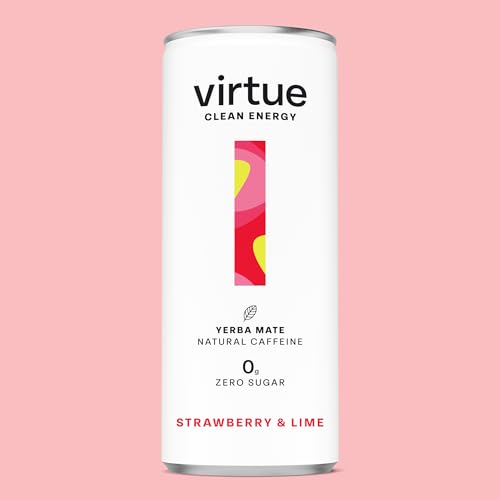 Sugar Free Natural Energy Drink - Virtue Yerba Mate, Strawberry & Lime | Clean Energy - Virtue Yerba Mate, Strawberry &