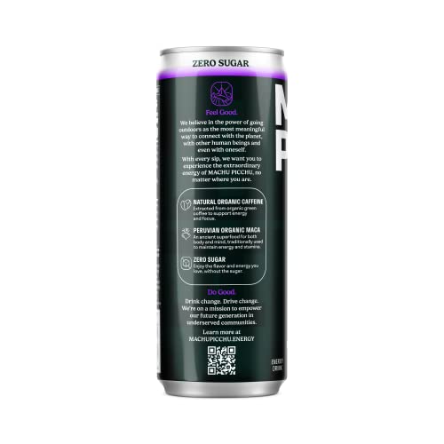 Machu Picchu Zero Sugar Energy Drink, Organic Pineapple Blueberry, 12 fl oz - USDA Organic for Health-Conscious Athlete