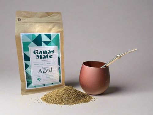 Organic Yerba Mate Tea for Unsmoked Aged Sin Palo Loose Leaf Drinking | Ganas Organic Aged Yerba Mate Tea - No Stems St