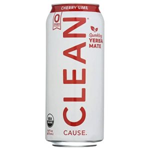 Clean Cause Organic Sparkling Cherry Lime Yerba Mate for Health-conscious Consumers on the Go, 16 Fl Oz USDA Organic C