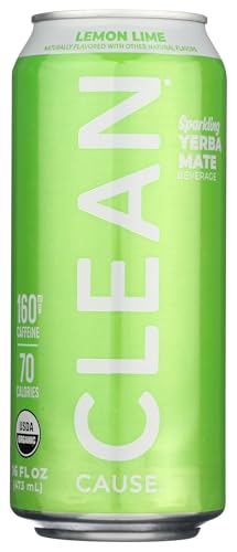 Clean Cause Yerba Mate Energy Drink for Active Adults in Lemon Lime Flavor, 16 oz, Organic | Clean Cause Yerba Mate Ene