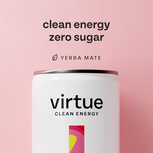 Sugar Free Natural Energy Drink - Virtue Yerba Mate, Strawberry & Lime | Clean Energy - Virtue Yerba Mate, Strawberry &