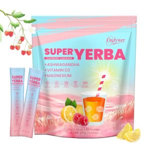Super Yerba Mate Instant Tea Powder, Gut Health and Energy Boost, Prebiotics and Probiotics for Yummy Raspberry Lemonad