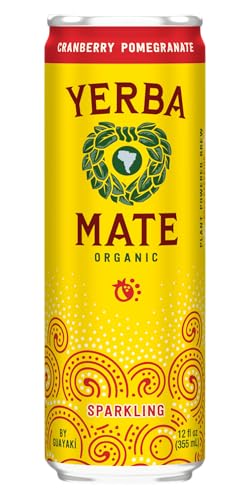 Guayakí Yerba Mate Organic Cranberry Pomegranate Sparkling Energy Drink, 12 Oz, 80mg Natural Caffeine for Smooth Energy