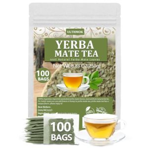Premium 100 Unsmoked Yerba Mate Tea Bags for Adults, Perfect for Relaxation at Home or Work, Caffeine Free & No Additive