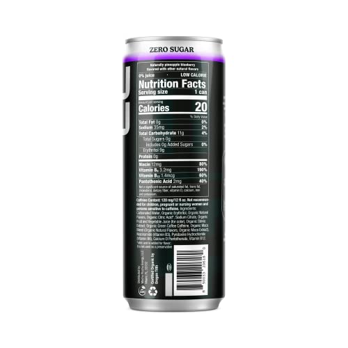 Machu Picchu Zero Sugar Energy Drink, Organic Pineapple Blueberry, 12 fl oz - USDA Organic for Health-Conscious Athlete
