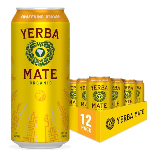 Yerba Madre Organic Yerba Mate Awakening Orange Energy Drink Alternative 15.5 Oz (Pack of 12) USDA Organic Better for Yo