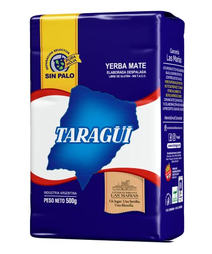 Taragüi Yerba Mate No Stems 500 gr - 1.1 lbs for Men & Women | Daily Health Drink | Blue Pack | Natural Herbal Tea | Qui