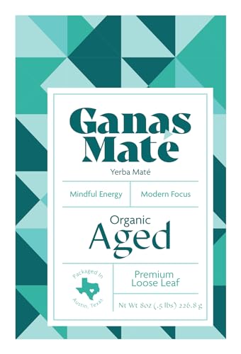 Organic Yerba Mate Tea for Unsmoked Aged Sin Palo Loose Leaf Drinking | Ganas Organic Aged Yerba Mate Tea - No Stems St