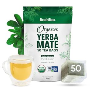 Native Rainforest Sourced Organic Yerba Mate Tea Bags - Brain Energy Boost for Detox & Focus, 50 Count | Organic Unsmok