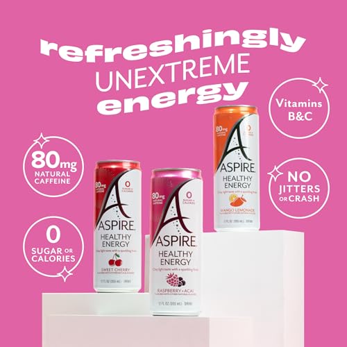 ASPIRE® Healthy Energy Drinks Variety Pack - Sugar Free, Low Caffeine, Keto Friendly - 12 Packrabies
