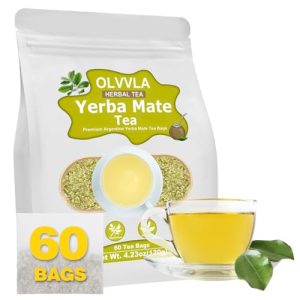 Olvvla Premium Yerba Mate Tea for Natural Energy Boost - 60 Count - 100% Authentic Argentine Yerba Mate Tea Bags | Olvv