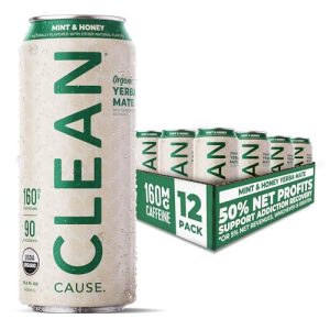 NEW! CLEAN Cause Mint & Honey USDA Organic Yerba Mate Tea for Health-Conscious Consumers - USDA Organic, 160mg Caffeine
