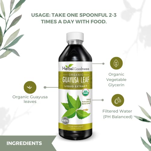 USDA Organic Guayusa Loose Leaf Extract Liquid - Natural Caffeine Drink for Increased Energy and Immunity | USDA Organi