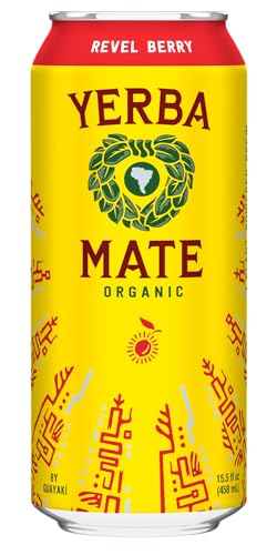 Guayakí Yerba Mate Organic Revel Berry Flavored Energy Drink, 15.5 Oz, 150mg Natural Caffeine, Smooth Energy & Focus