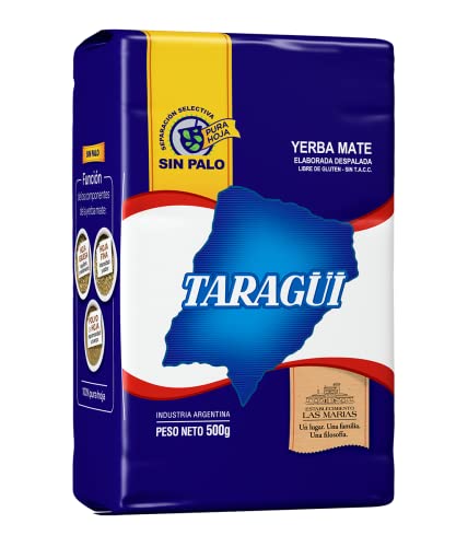 Taragüi Yerba Mate No Stems 500 gr - 1.1 lbs for Men & Women | Daily Health Drink | Blue Pack | Natural Herbal Tea | Qui