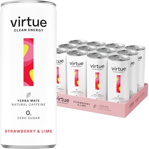 Sugar Free Natural Energy Drink - Virtue Yerba Mate, Strawberry & Lime | Clean Energy - Virtue Yerba Mate, Strawberry &