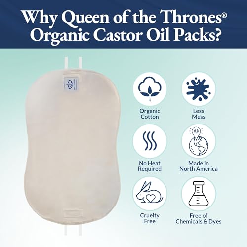 Queen of the Thrones Castor Oil Pack for Liver Cleansing - Organic Cotton Flannel, Comfort Fit & Soft Straps - 16.9 oz