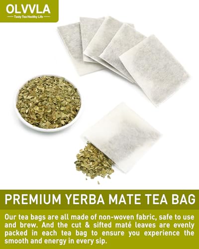 Olvvla Premium Yerba Mate Tea for Natural Energy Boost - 60 Count - 100% Authentic Argentine Yerba Mate Tea Bags | Olvv