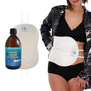 Queen of the Thrones Castor Oil Pack for Liver Cleansing - Organic Cotton Flannel, Comfort Fit & Soft Straps - 16.9 oz