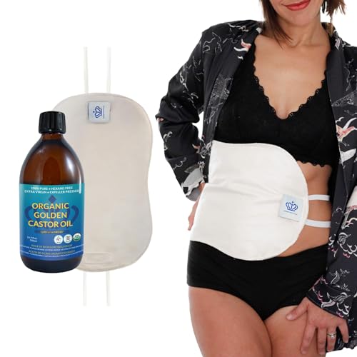 Queen of the Thrones Castor Oil Pack for Liver Cleansing - Organic Cotton Flannel, Comfort Fit & Soft Straps - 16.9 oz