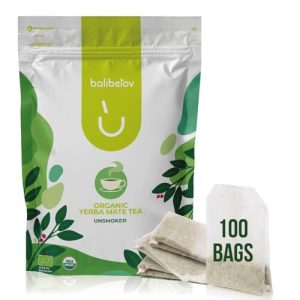 100 USDA Organic Unsmoked Yerba Mate Tea Bags for Health-conscious Adults, Alternative to Tea, Coffee and Energy Drinks
