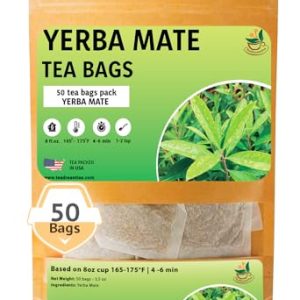 Green Yerba Mate Tea - Unsmoked Energy Boost - Perfect for Health-Conscious Drinkers - 50 Tea Bags - Packed with Nutrien