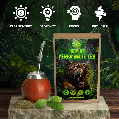 TOG999 Premium 18oz Yerba Mate Tea for Men and Women | High Caffeine | Fresh - Never Aged | TOG999 18oz Super-Green Yer