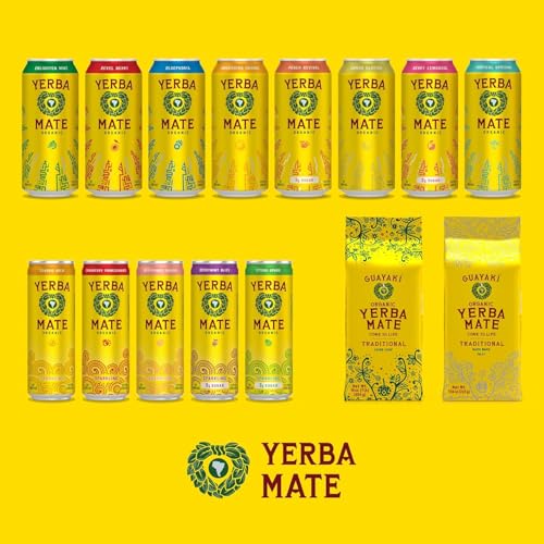 Yerba Madre Organic Peach Revitalizing Energy Drink, Low Sugar, Natural Caffeine, Smooth Energy, 15.5 Oz (Pack of 12)