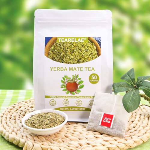 TEARELAE Yerba Mate Tea for Energy Boost - Rich in Nutrients, 3g x 50 Count, Argentina Origin | TEARELAE Pure Yerba Mat