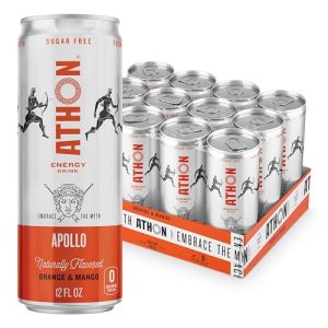 Athon Natural Energy Drink Apollo Orange Mango Zero Calories Naturally Sweetened L-Theanine and B-Vitamins 12 fl oz Can