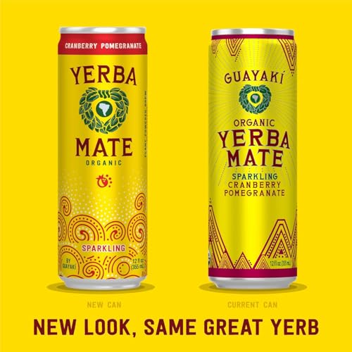 Guayakí Yerba Mate Organic Cranberry Pomegranate Sparkling Energy Drink, 12 Oz, 80mg Natural Caffeine for Smooth Energy