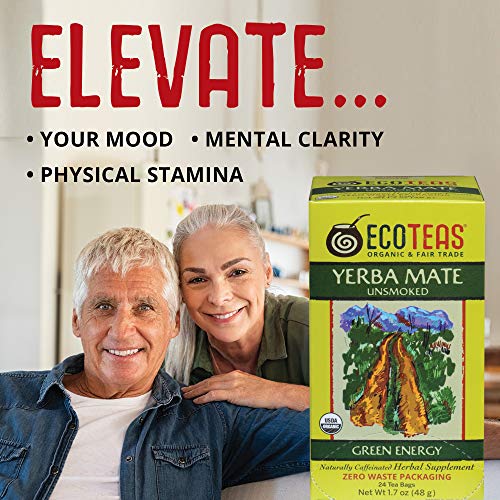 ECOTEAS Organic Unsmoked Yerba Mate Tea Bags - Clean Detox Energy Drink for Health Conscious Adults - Perfect for Daily