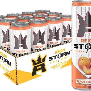 REIGN Storm Peach Nectarine Fitness & Wellness Energy Drink for Athletes and Health Conscious Individuals at the Gym or