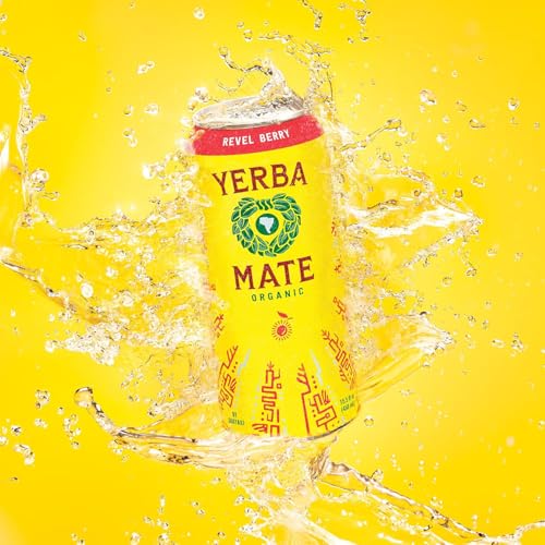 Guayakí Yerba Mate Organic Revel Berry Flavored Energy Drink, 15.5 Oz, 150mg Natural Caffeine, Smooth Energy & Focus