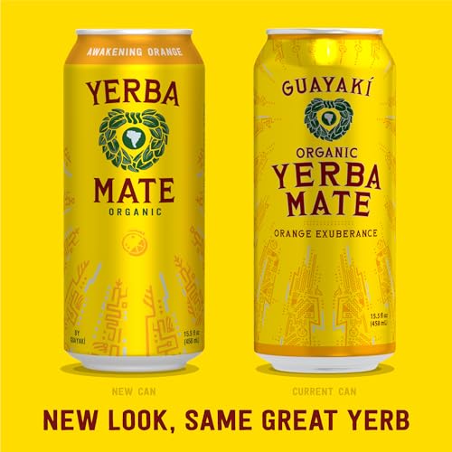 Yerba Madre Organic Yerba Mate Awakening Orange Energy Drink Alternative 15.5 Oz (Pack of 12) USDA Organic Better for Yo
