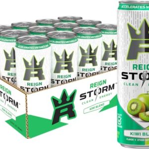 REIGN Storm Kiwi Blend Fitness & Wellness Energy Drink, Premium Formula for Active Lifestyles, 12 Fl Oz (Pack of 12) |