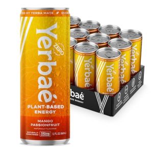 YERBAÉ Energy Mango Passion Fruit 12oz Slim Cans 120mg Caffeine 0 Sugar Healthy Beverage