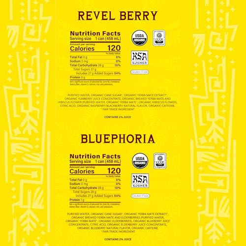 Guayakí Organic Yerba Mate Clean Energy Drink Alternative Bundle, 15.5 Oz (Pack of 24) for Clean Energy & Focus, Revel B