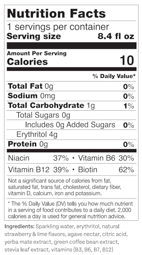 Sugar Free Natural Energy Drink - Virtue Yerba Mate, Strawberry & Lime | Clean Energy - Virtue Yerba Mate, Strawberry &