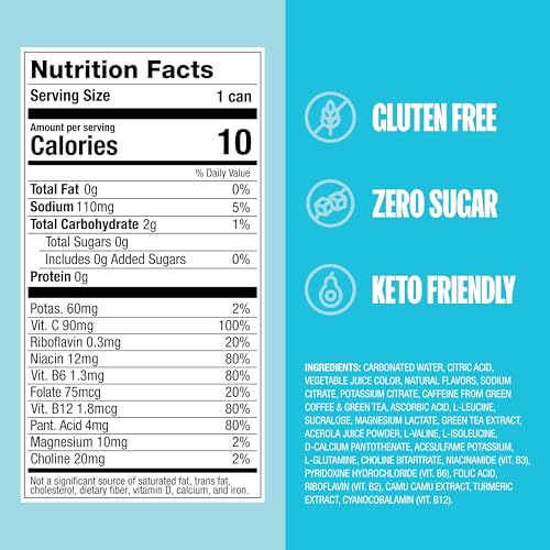 ZOA Zero Sugar Energy Drinks, Tropical Punch - Sugar Free with Electrolytes and Caffeine - Healthy for Fitness Enthusias