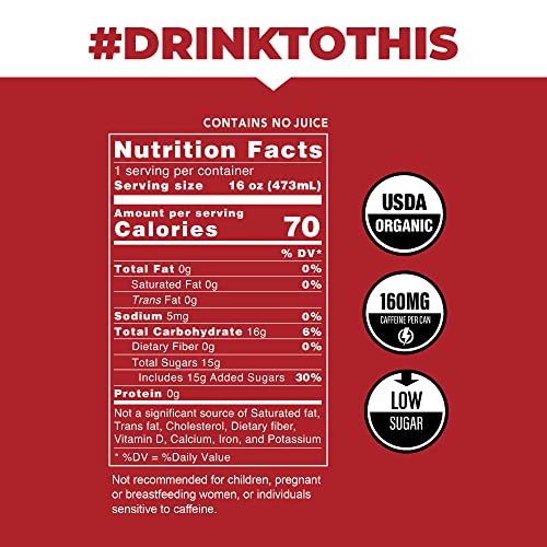 CLEAN Cause Low Calorie Variety Pack Sparkling Yerba Mate Tea, 160mg Caffeine, Organic, Low Sugar, Healthy Alternative