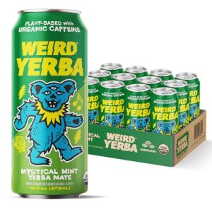 Grateful Dead Collab Weird Organic Mystical Mint Yerba Mate 16oz Cans, 160mg Organic Caffeine, Pack of 12, USDA Organic