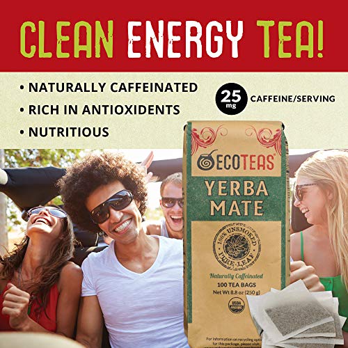 ECOTEAS Organic Yerba Mate Tea Bags - Natural Energy Boost & Detox - Coffee Alternative - Kosher, Non-GMO, Gluten-Free -