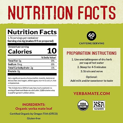 ECOTEAS Organic Yerba Mate Loose Leaf Tea – Natural Energy & Detox Herbal Tea for Health-Conscious Adults - USDA Organic