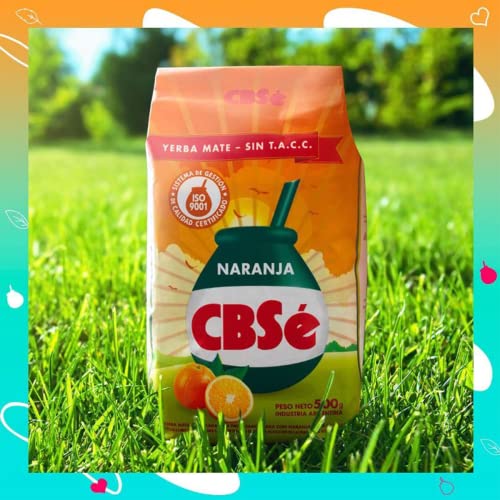 YERBA MATE CBSE ORANGE FLAVOR SABOR NARANJA For Health-Conscious Drinkers - Office and Home 500 GR/1.1 LB (2PACK) YERB