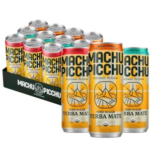 MACHU PICCHU Organic Yerba Mate Energy Drink, Zero Sugar, 120mg Organic Caffeine, USDA Organic, 12oz Cans (Pack of 12) U
