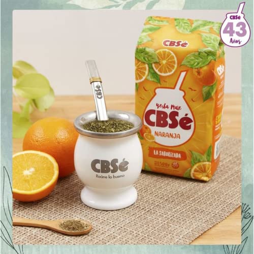YERBA MATE CBSE ORANGE FLAVOR SABOR NARANJA For Health-Conscious Drinkers - Office and Home 500 GR/1.1 LB (2PACK) YERB